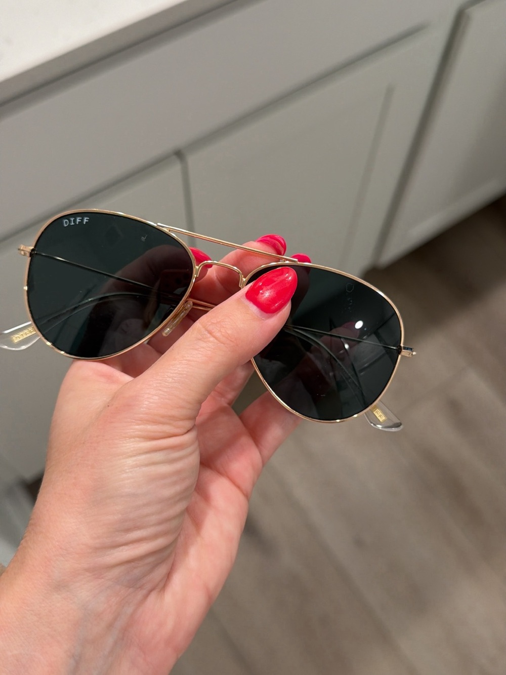 DIFF Gold Aviator Sunglasses with Black Lenses
